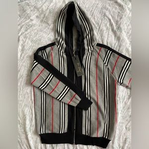 Striped zipped hoodie